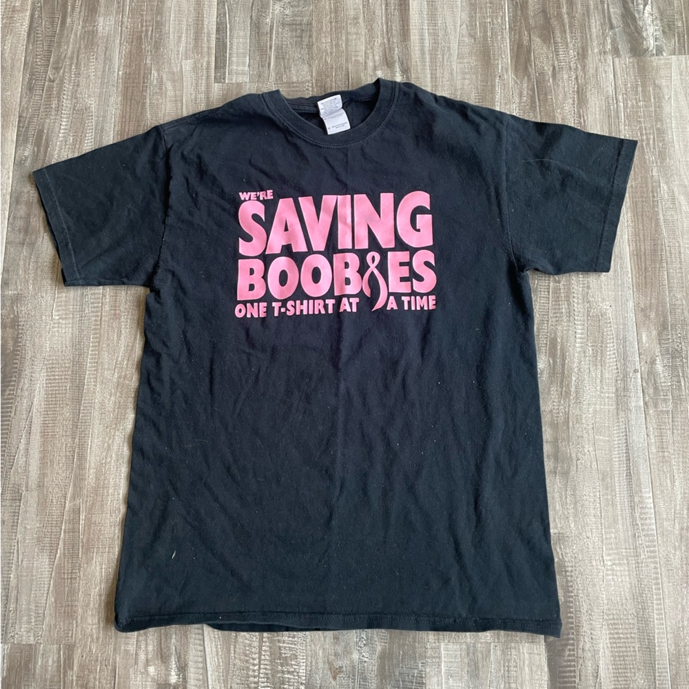 Gildan Breast Cancer Awareness T-shirt Black & Pink Medium